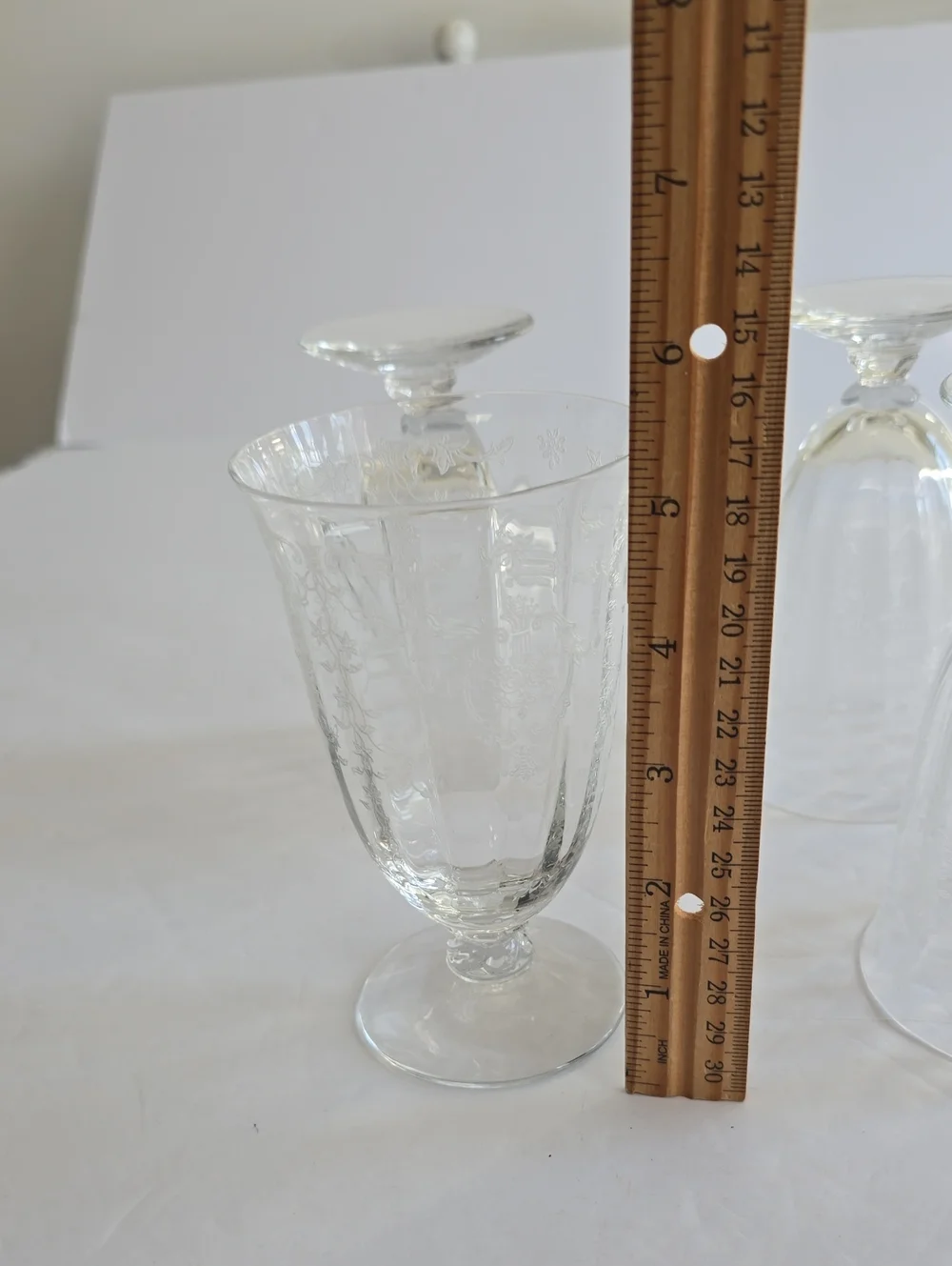 Vintage Fostoria Navarre Set Of 4 Etched Footed Glass Goblets